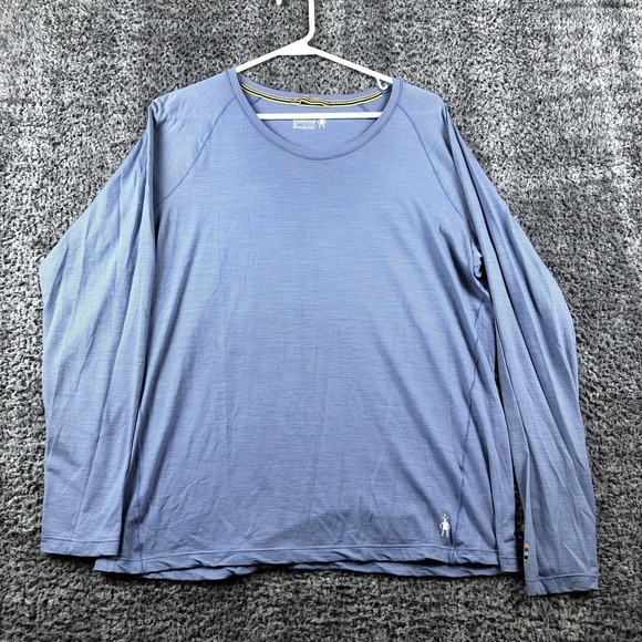 Smartwool Shirt Womens XL Blue Wool Long Sleeve Crew Neck Base Layer - Picture 2 of 8